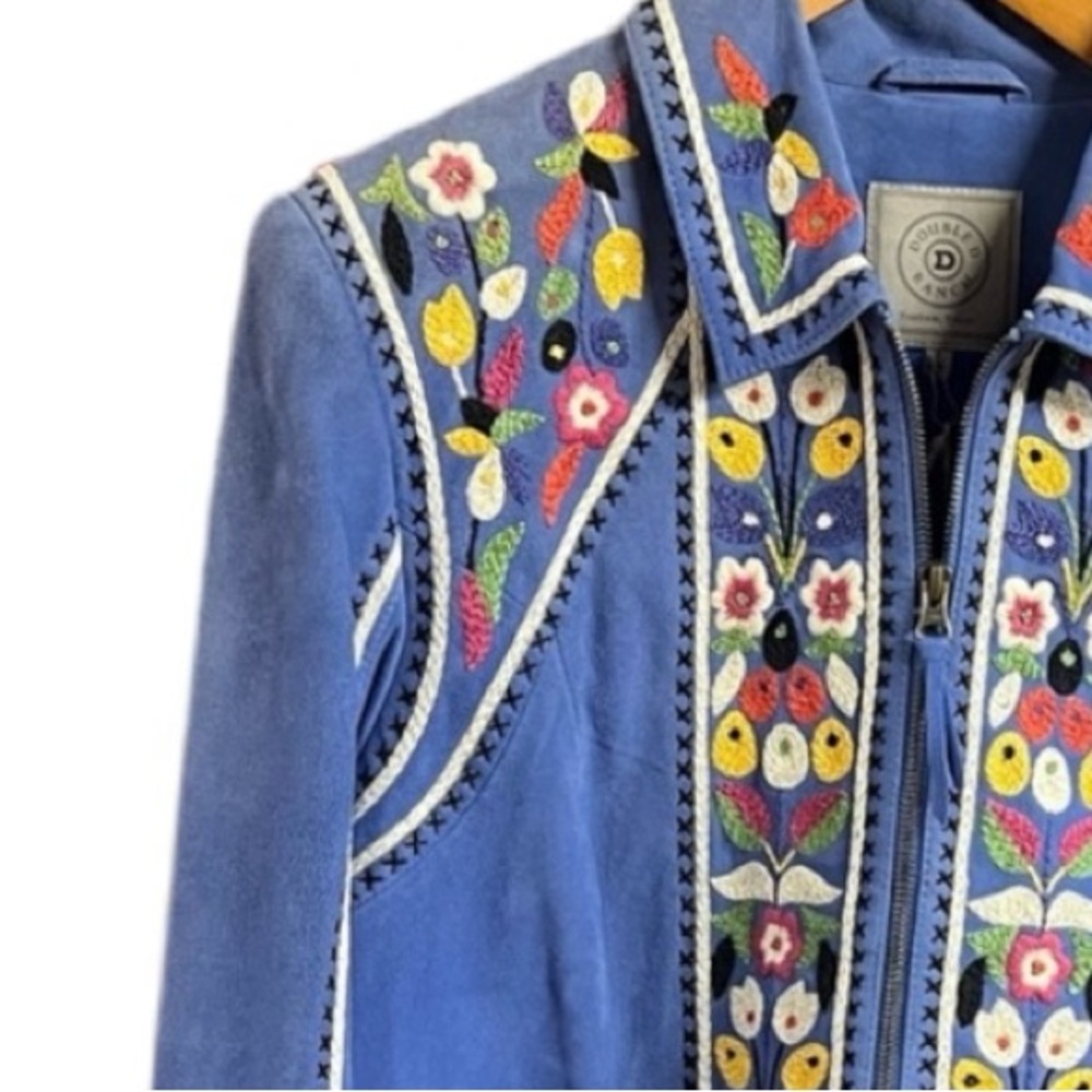 Double D Ranch Justyna heavily embroidered fringed suede jacket NWT - Picture 5 of 12